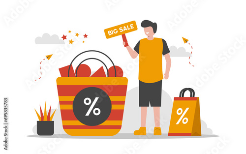 Sale and Offer Flat Concept Illustration