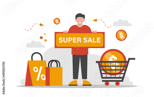 Sale and Offer Flat Concept Illustration