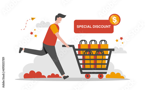 Sale and Offer Flat Concept Illustration