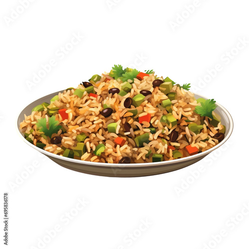 Dirty rice isolated on transparent background