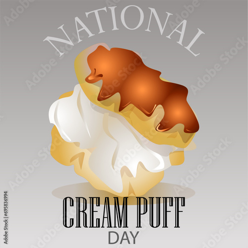 National Cream Puff Day Sign and Badge Vector