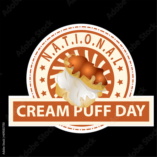 National Cream Puff Day Sign and Badge Vector