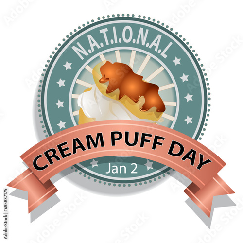 National Cream Puff Day Sign and Badge Vector