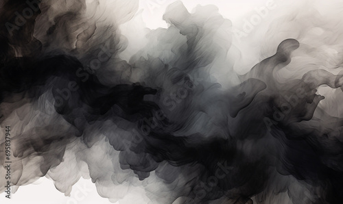 Watercolor background in black. Watercolor wallpaper. Smoke texture. Black colors. Ai generated