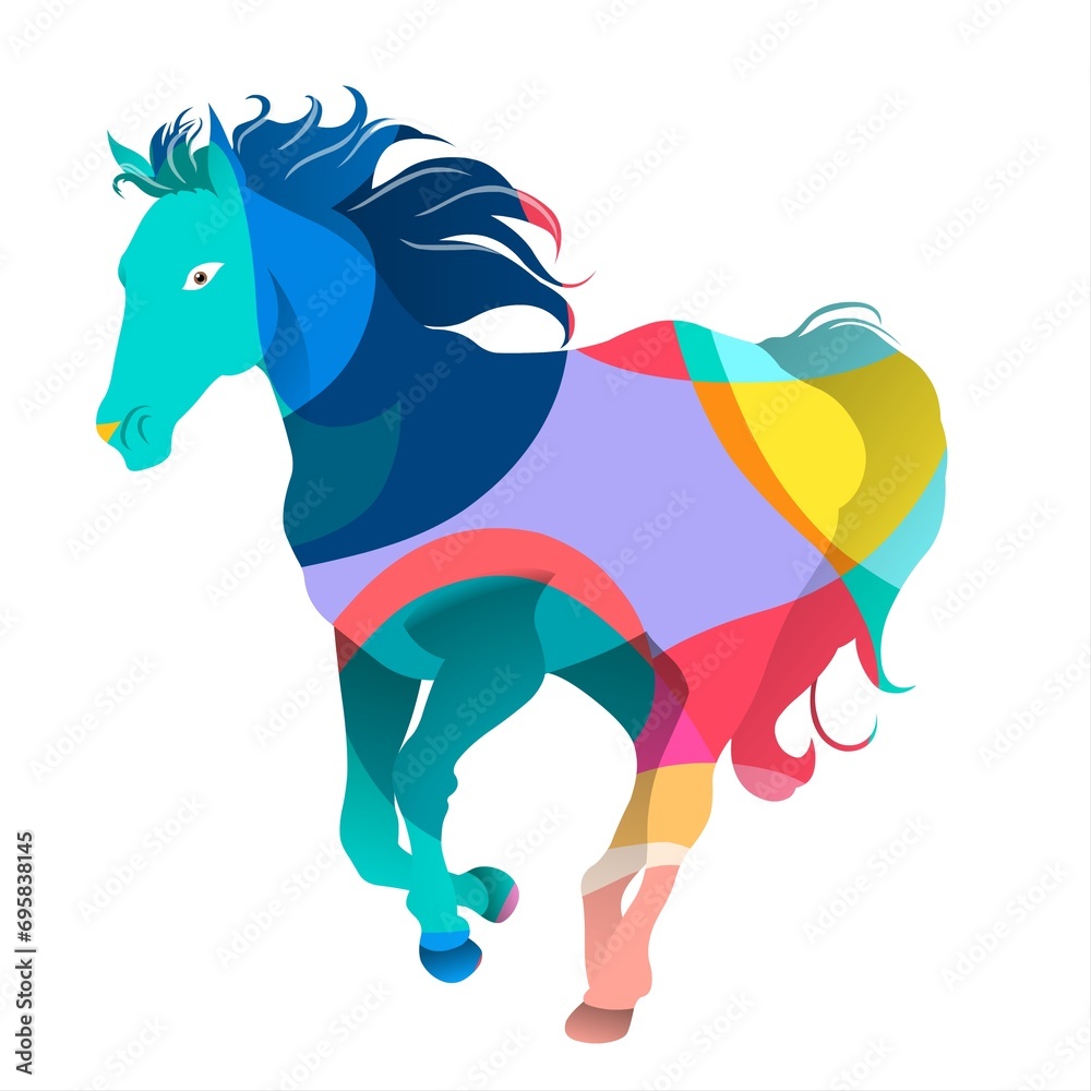 Obraz premium Colorful horse on a white background. Vector illustration for your design