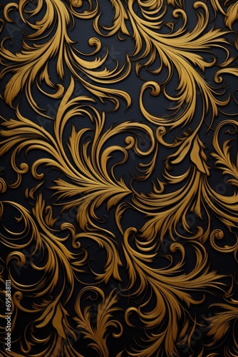 An Ornate Gold Designer Background - Dark Silver and Dark Gray - Black and Gold Hard-Edged Ornaments Elements Copy Space Wallpaper created with Generative AI Technology