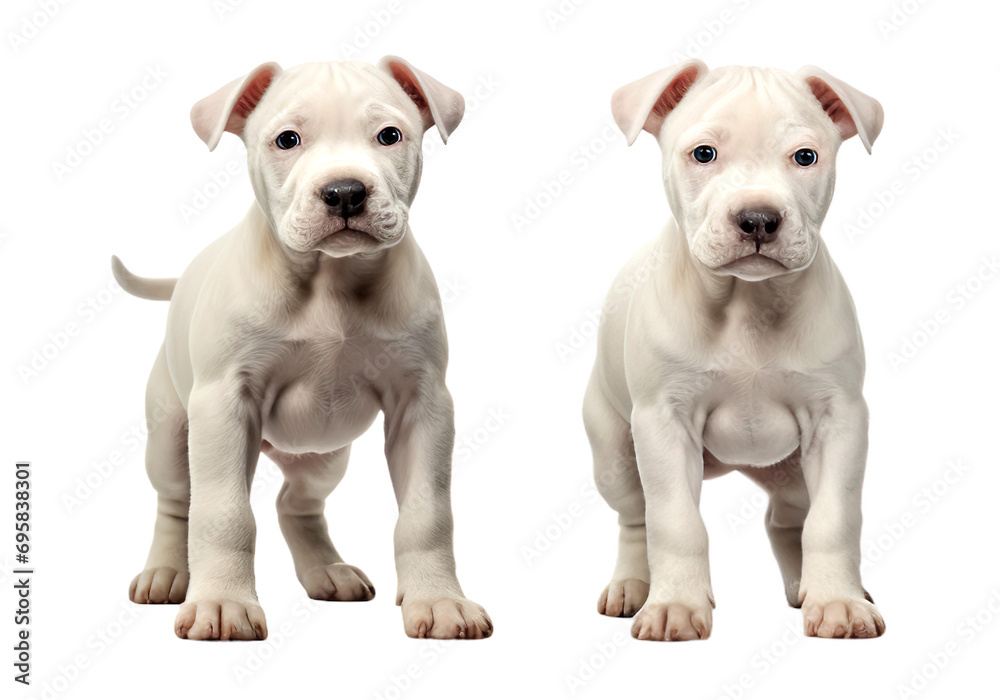 Set of baby dogo argentino dog standing isolated on transparent or white background