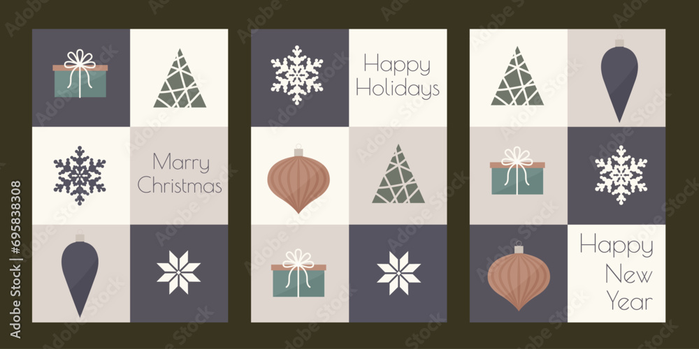 A set of postcards. Christmas flyers. Winter discount. Winter design. Sale.
