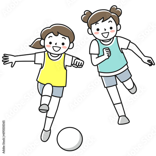 サッカーをする女の子たち