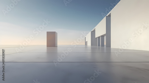 3d render of abstract futuristic architecture with empty concrete floor