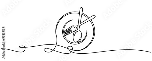 illustration of cutlery in restaurant with vector line art