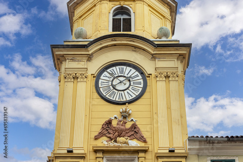 Medieval baroque city clock tower ( Gradska ura) by Korzo promenade, Rijeka, Croatia photo