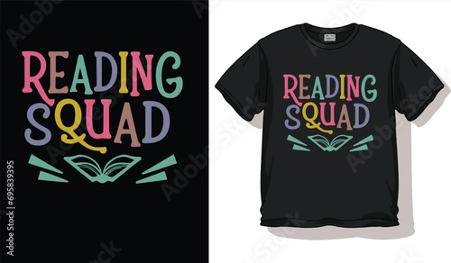 reading squad teacher t shirt design with words