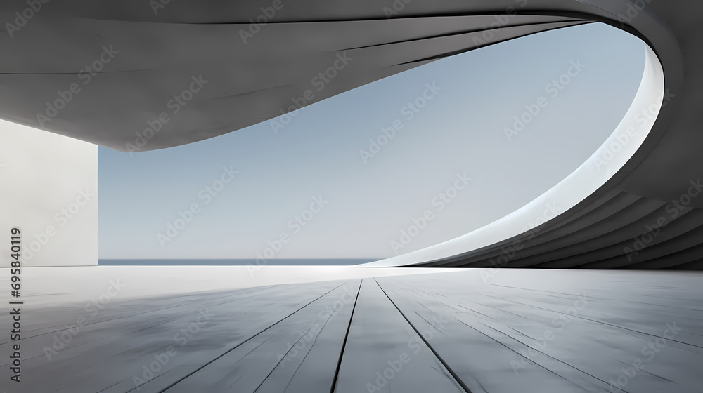 3d render of abstract futuristic architecture with empty concrete floor 3d render of abstract futuristic architecture with empty concrete floor