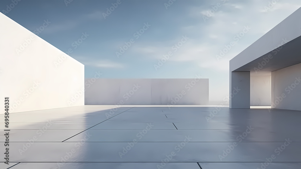 3d render of abstract futuristic architecture with empty concrete floor 3d render of abstract futuristic architecture with empty concrete floor
