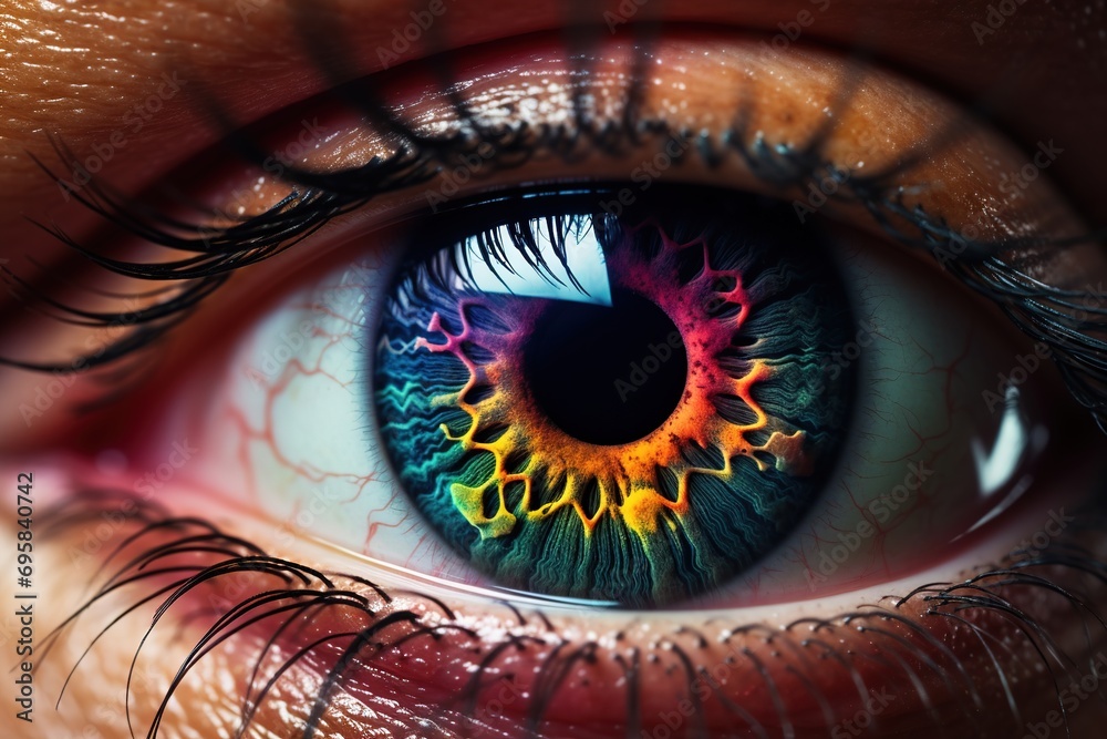 Close-up of colorful human eye