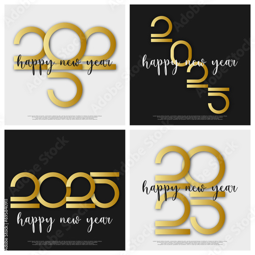 Happy new year - best wishes 2025 with colorful truncated number. Perfect vector for poster, banner, greeting and new year 2025 celebration.
