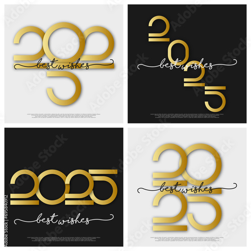 Happy new year - best wishes 2025 with colorful truncated number. Perfect vector for poster, banner, greeting and new year 2025 celebration.