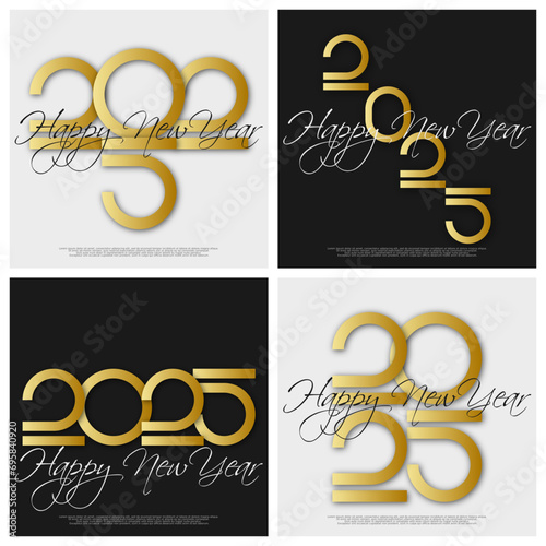 Happy new year - best wishes 2025 with colorful truncated number. Perfect vector for poster, banner, greeting and new year 2025 celebration.