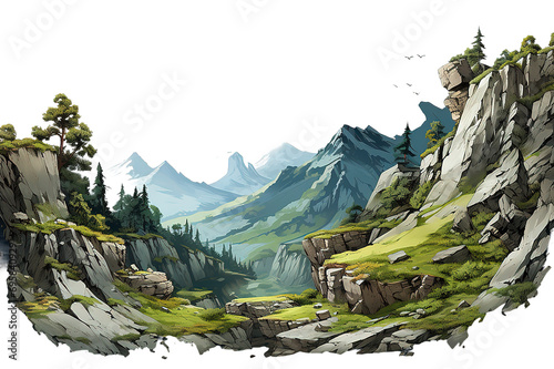 illustration about beautiful landscape isolated on PNG Background, Generative Ai.