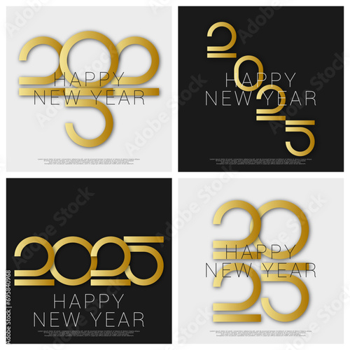 Happy new year - best wishes 2025 with colorful truncated number. Perfect vector for poster, banner, greeting and new year 2025 celebration.