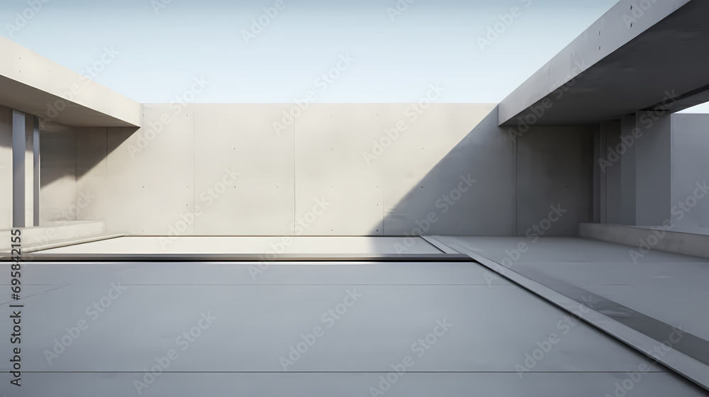 3d render of abstract futuristic architecture with empty concrete floor 3d render of abstract futuristic architecture with empty concrete floor