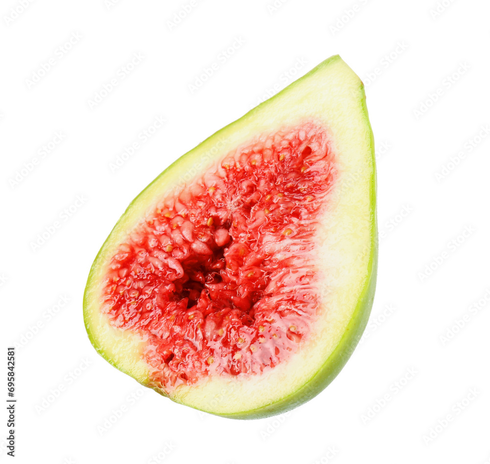 Half of fresh green fig isolated on white Half of fresh green fig isolated on white