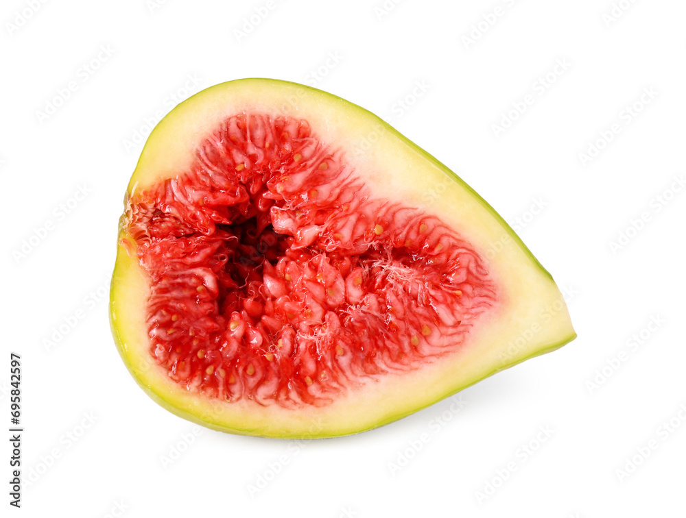 Half of fresh green fig isolated on white Half of fresh green fig isolated on white