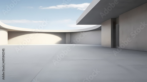 3d render of abstract futuristic architecture with empty concrete floor © c