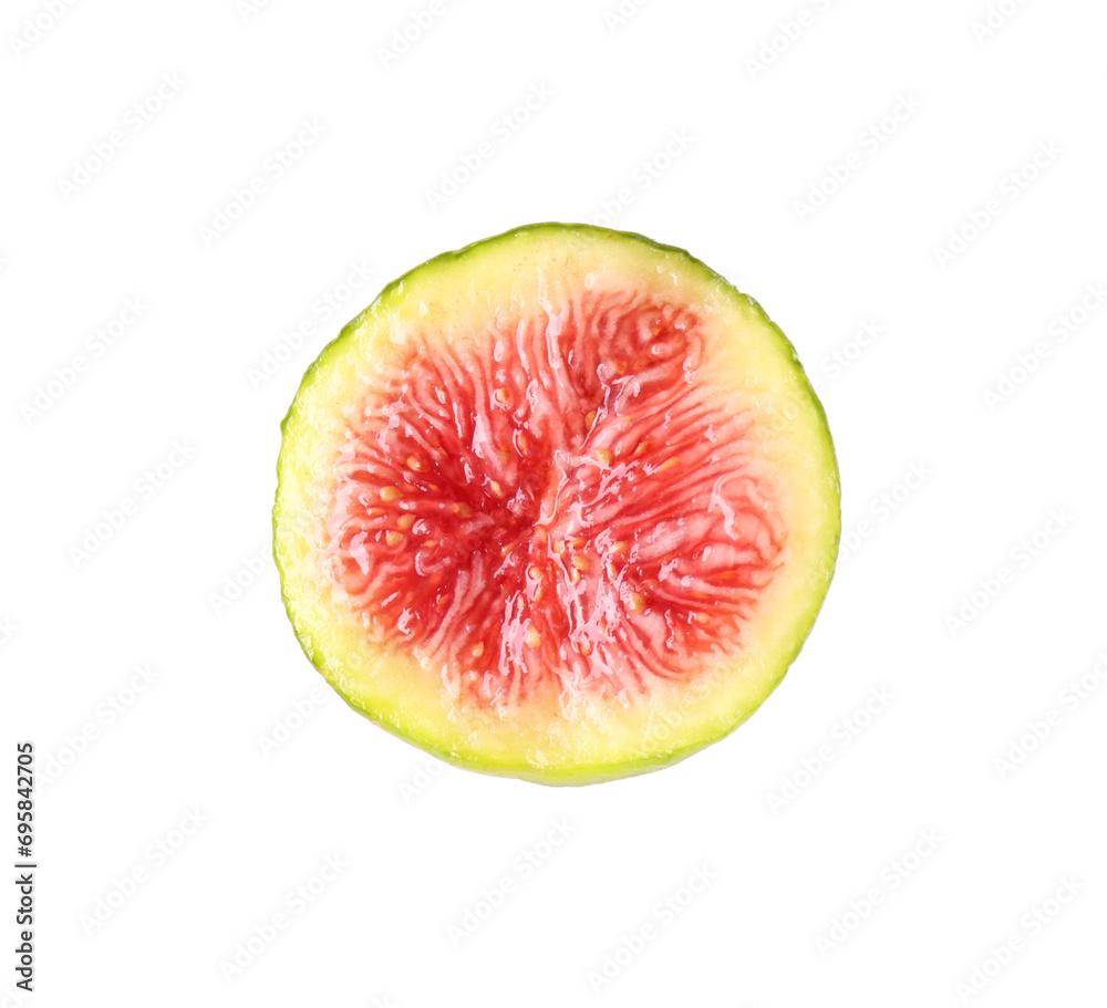 Piece of fresh green fig on white background Piece of fresh green fig on white background