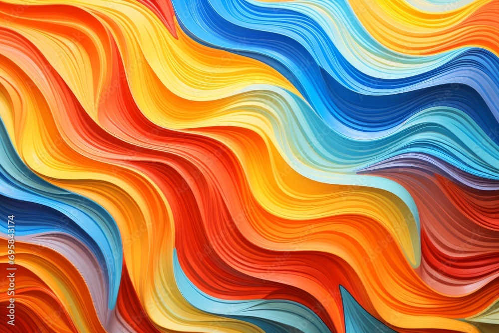 An abstract background with vibrant wavy lines in yellow, blue, orange. An abstract background with vibrant wavy lines in yellow, blue, orange.