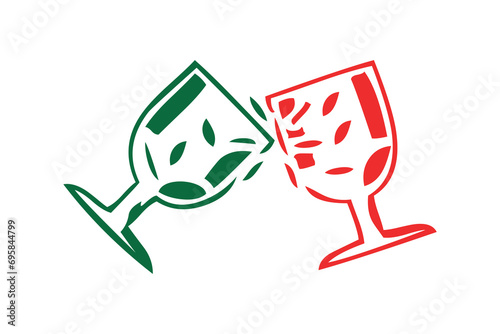 Vector wine glass alcohol with wine glass symbol vector illustration.