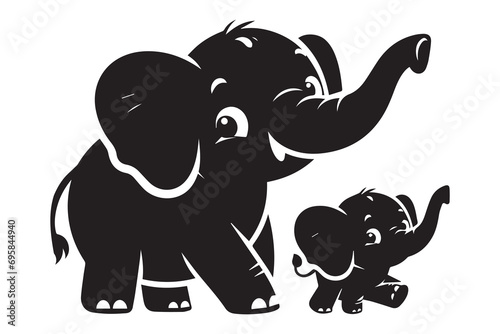Photography Cute baby and mother elephant cartoon character