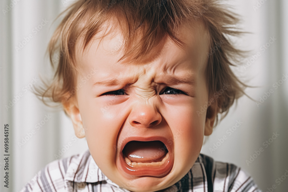 An upset child is very sick and cries without hiding his emotions An upset child is very sick and cries without hiding his emotions