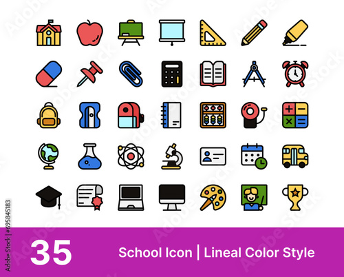 School icon collection suitable for web and apps icon, poster, or social media
