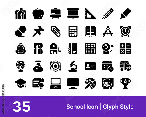 School icon collection suitable for web and apps icon, poster, or social media