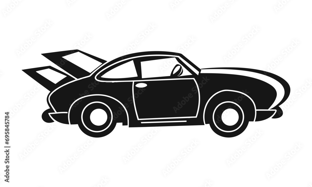 black and white car vector silhouette design