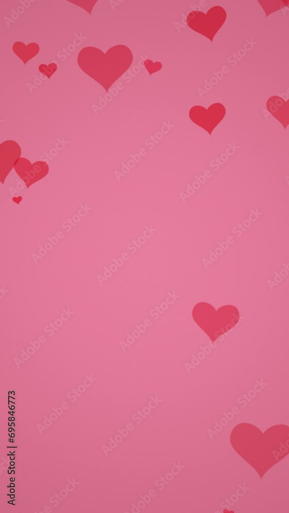 Vertical Red Hearts On Pink Vertical Red Hearts On Pink