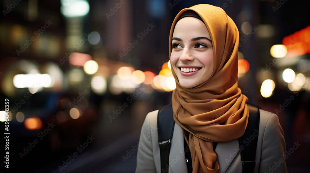 A Muslim businesswoman's portrait. A Muslim businesswoman's portrait.