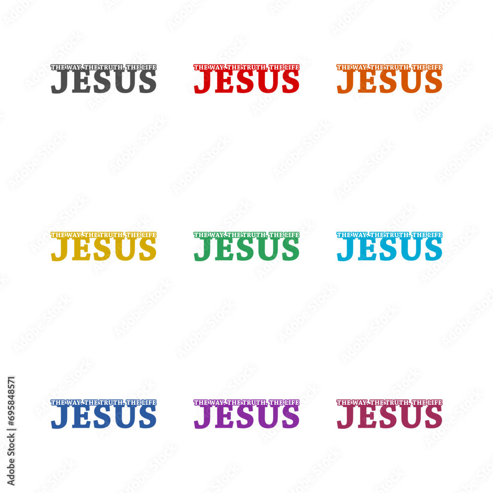 Jesus, the way, the truth, the life icon isolated on white background. Set icons colorful Jesus, the way, the truth, the life icon isolated on white background. Set icons colorful