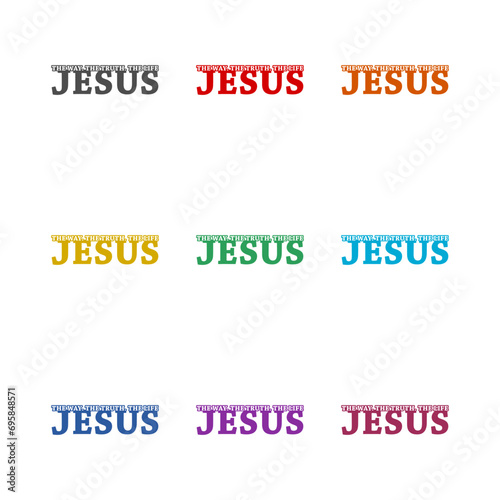 Jesus, the way, the truth, the life  icon isolated on white background. Set icons colorful