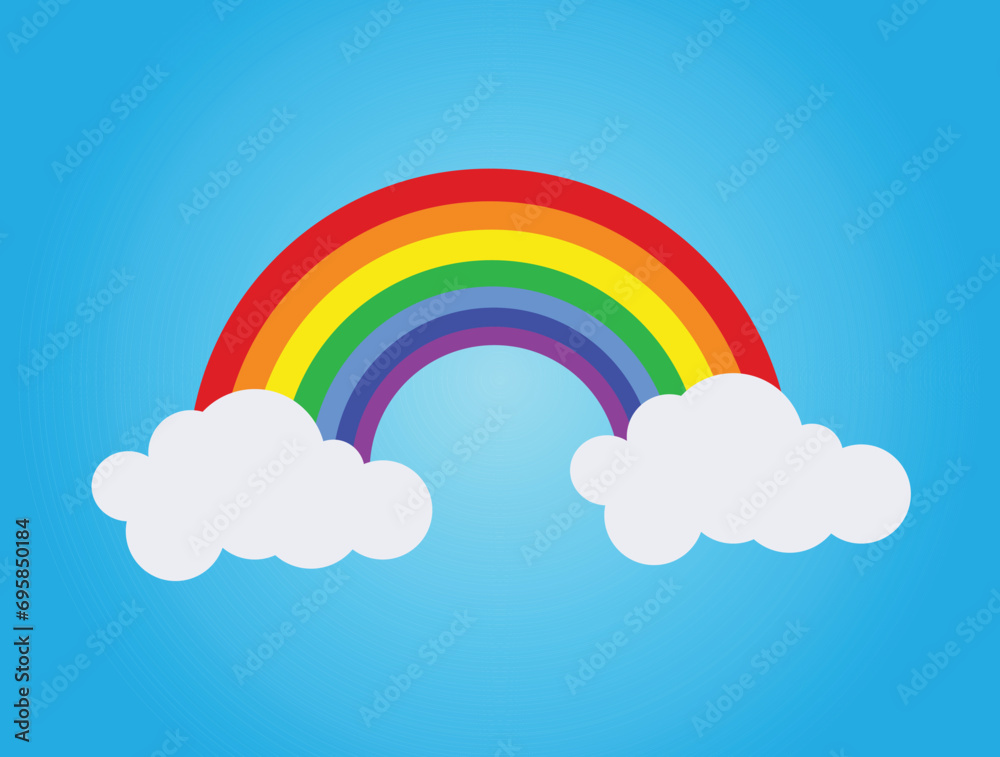 Rainbow and clouds in the sky. Vector illustration Rainbow and clouds in the sky. Vector illustration