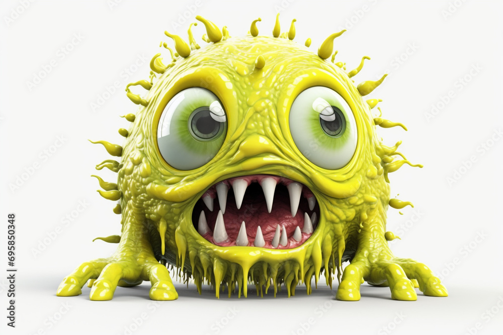slime monster 3D rendering white background
