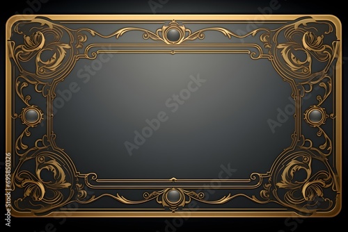 Vintage gold frame medieval style for card, sign board, banner, wallpaper, black and gold