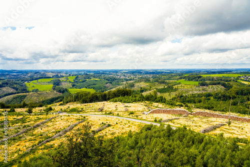 View from the Unnenberg Tower of the surrounding landscape. Lookout tower on the Unnenberg in the Bergisches Land. Nature with forests.  © Elly Miller