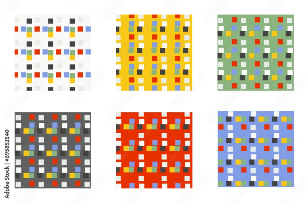 Geometric colorful pattern collection. Creative templates with square shapes. Modern vector wallpaper print set Geometric colorful pattern collection. Creative templates with square shapes. Modern vector wallpaper print set
