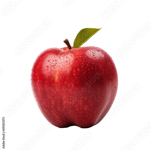 Red apple isolated on transparent background. Design for packaging, organic, grocery shops.
