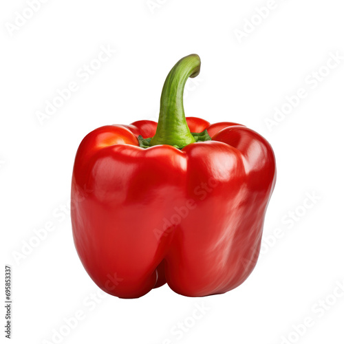 Red bell pepper on transparent background. Design for organic shops, grocery shops and markets.