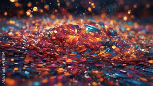 Cinematic 3D digital abstract background with colorful  particles like sea waves Generative AI