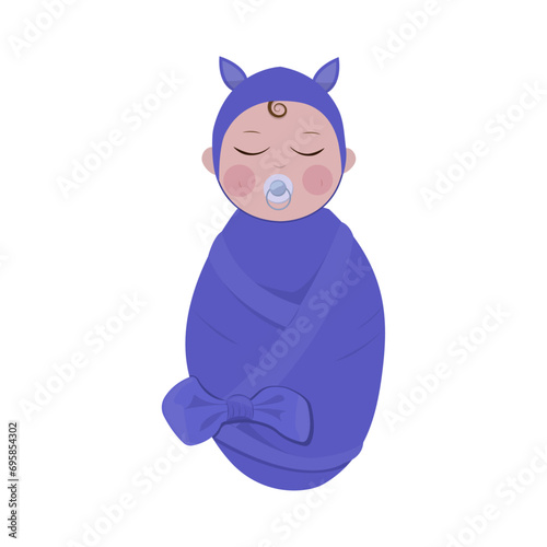 Newborn sleeping baby. Hand drawn vector illustration photo